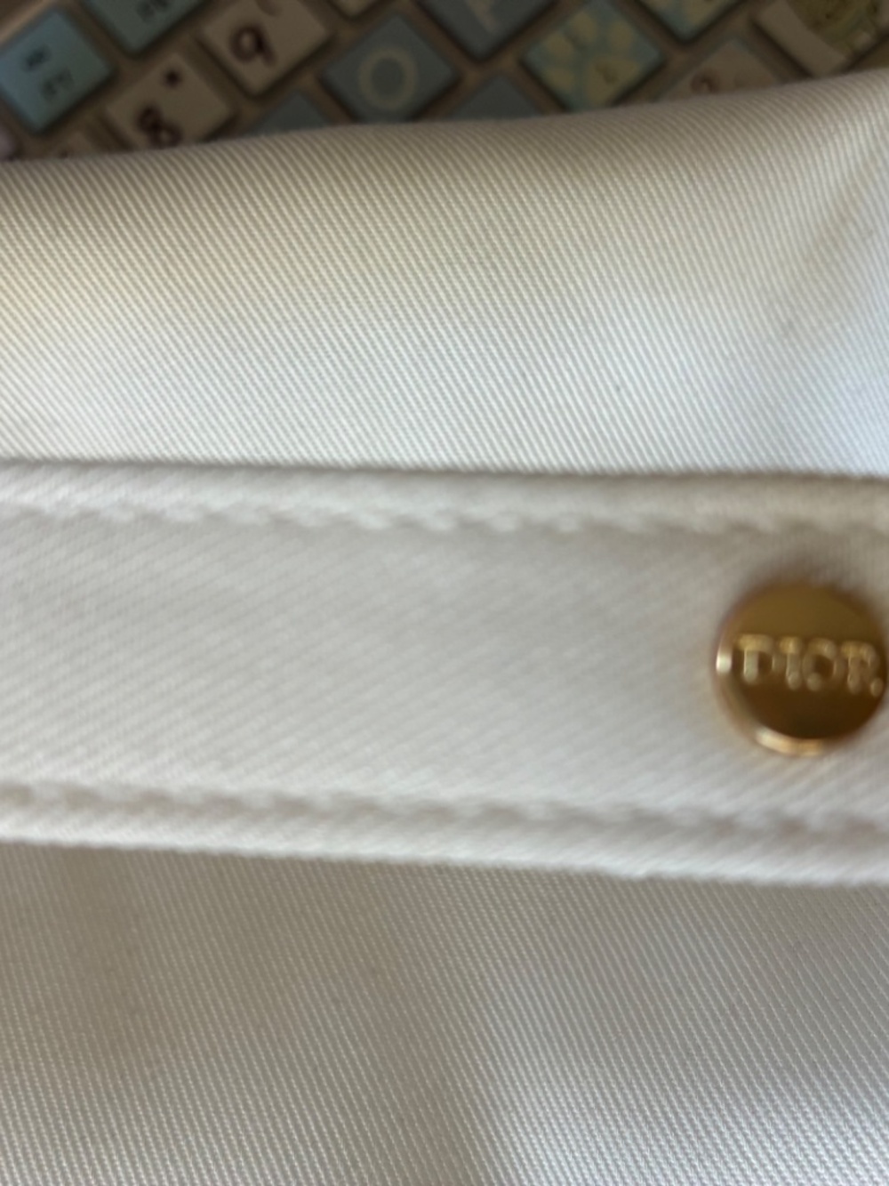 Dior Cream Denim & Gold Embroidered Pouch - Picture 4 of 4